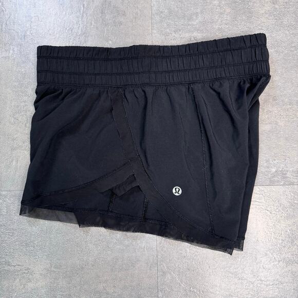 Lululemon Black Anew Running Shorts Womens Sz 4 Elastic Waist Mesh Trim Mid Rise - Picture 7 of 8
